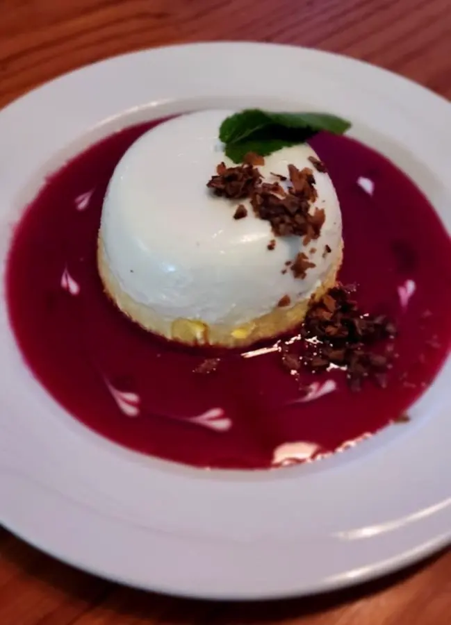 Panna cotta in a red wine sauce